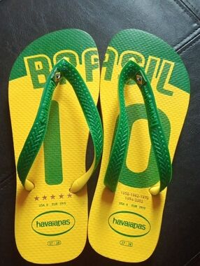 Havaianas Yellow and Green Brazil Flip Flops